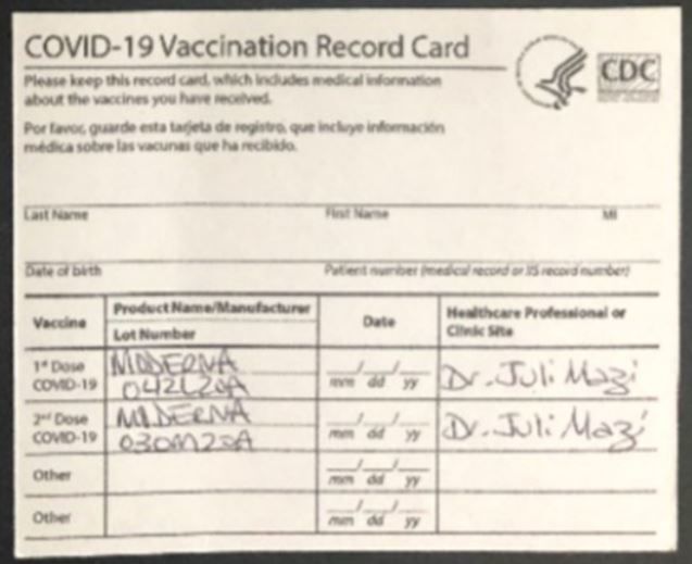 Juli Mazi ND covid card